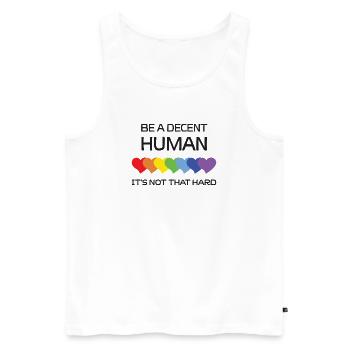 0010LGBTQ Pride Month - Be A Decent Human. - Men's Premium Organic Tank Top - white - Front - Michal (187cm)