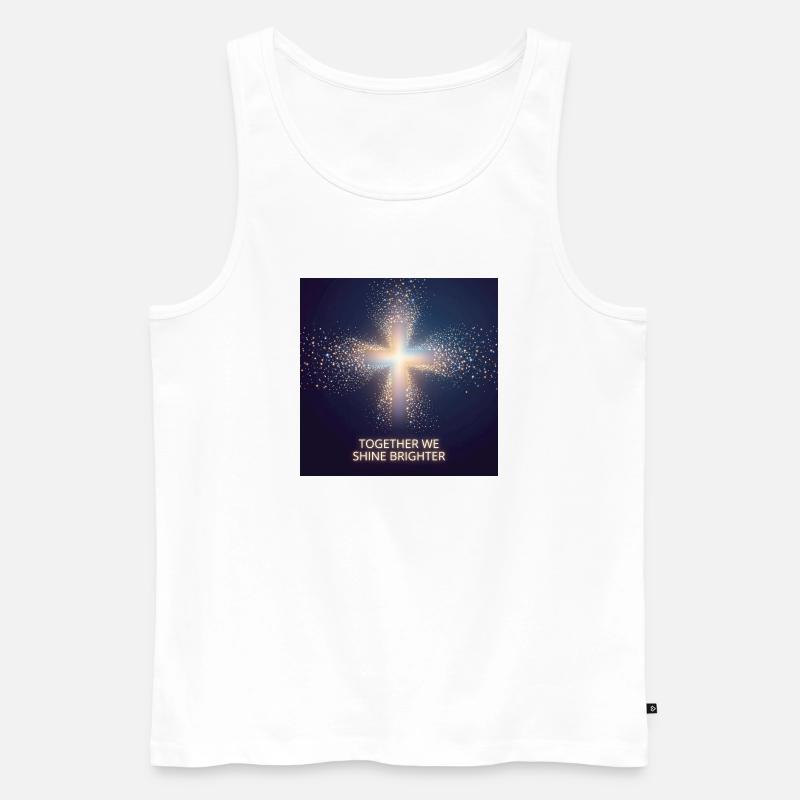 Lichtkreuz Gemeinsam Strahlen - Männer Premium Bio Tank Top - Weiß