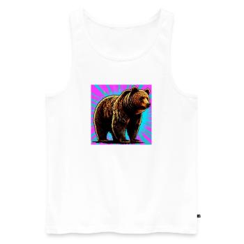 bear - Men's Premium Organic Tank Top - white - Front - Michal (187cm)