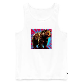 bear - Men's Premium Organic Tank Top - white - Front - Michal (187cm)