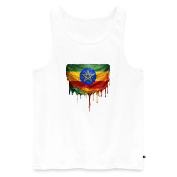 Ethiopia Flag in Drop Art - Men's Premium Organic Tank Top - white - Front - AI Model Male 178 light (178cm)