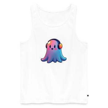 Ghost with headphones - Men's Premium Organic Tank Top - white - Front - AI Model Male 178 light (178cm)