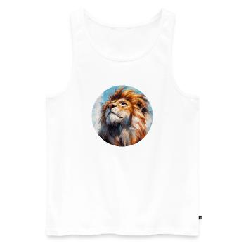 Design de Lion - Männer Premium Bio Tank Top - Weiß - Vorne - AI Model Male 178 light (178cm)
