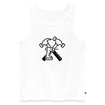 Werkzeug Hämmer Bohrer Outline - Männer Premium Bio Tank Top - Weiß - Vorne - Michal (187cm)