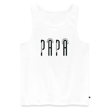 Minimalist PAPA - Black Typo Design - Männer Premium Bio Tank Top - Weiß - Vorne - Michal (187cm)