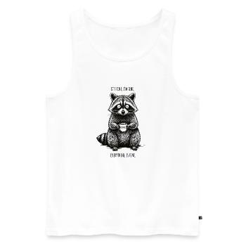 Its Fine In Fine Coffee Raccoon Humor - Men's Premium Organic Tank Top - white - Front - AI Model Male 178 light (178cm)