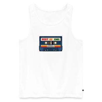 Best of 1981 – Mixtape rétro au look vintage - Débardeur bio Premium Homme - blanc - Devant - Michal (187cm)