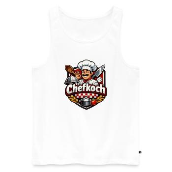 Chefkoch Cartoon Motiv Küchenheld - Männer Premium Bio Tank Top - Weiß - Vorne - Michal (187cm)