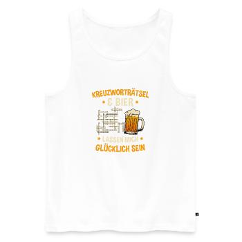 Kreuzworträtsel Bier Glück / Lustiger Spruch - Männer Premium Bio Tank Top - Weiß - Vorne - Michal (187cm)
