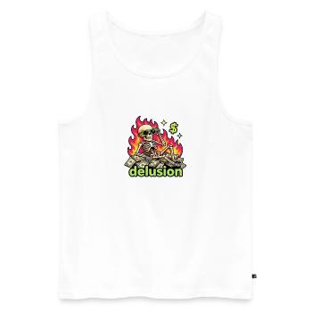 Flammende Dollar Skelett-Wahnvorstellung - Männer Premium Bio Tank Top - Weiß - Vorne - AI Model Male 178 light (178cm)