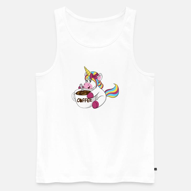 Kaffee Einhorn - Männer Premium Bio Tank Top - Weiß