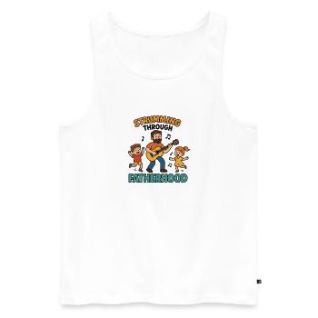 Strumming Through Fatherhood Guitar Dad Shirt - Men's Premium Organic Tank Top - white - Front - AI Model Male 178 light (178cm)