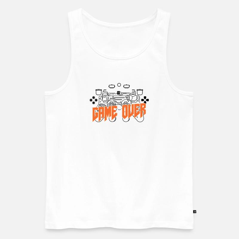 Game Over Retro Orange Bold - Männer Premium Bio Tank Top - Weiß