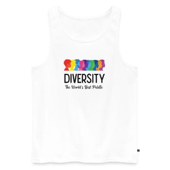 LGBT-Pride-Monat – Vielfalt. Die beste Palette - Männer Premium Bio Tank Top - Weiß - Vorne - Michal (187cm)