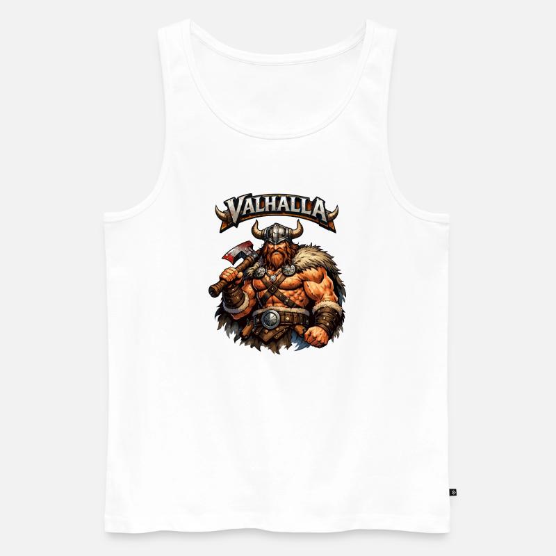 Valhalla Wikinger Axtheld - Männer Premium Bio Tank Top - Weiß