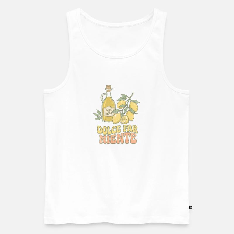 Dolce Far Niente Zitronen Olivenöl - Männer Premium Bio Tank Top - Weiß