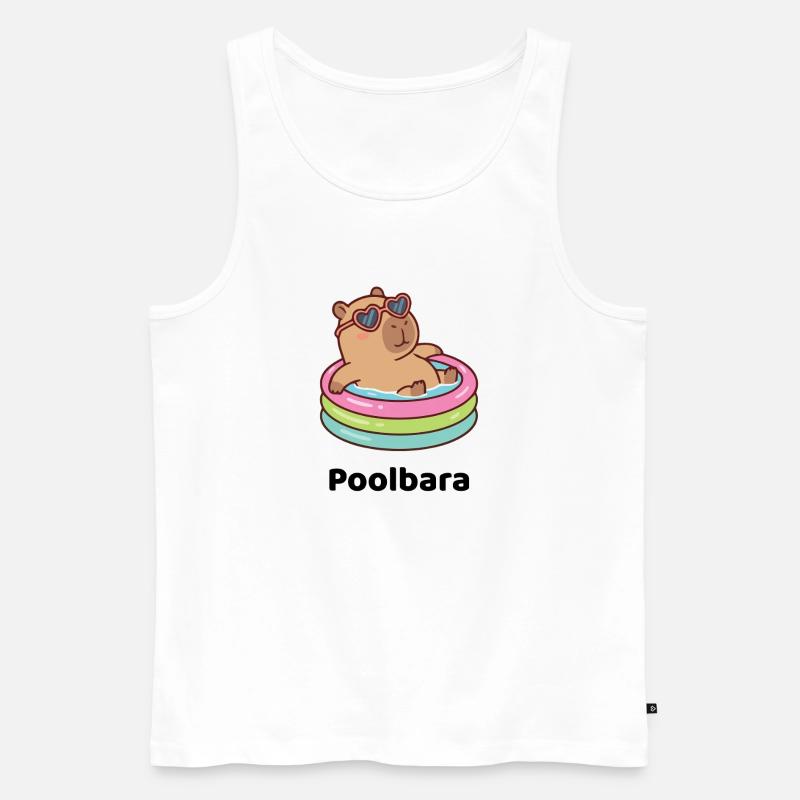 Bärchen/Capybara im Planschring mit Sonnenbrille - Männer Premium Bio Tank Top - Weiß