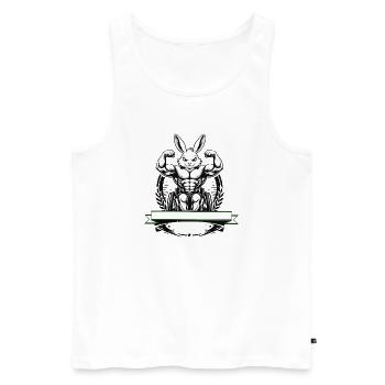Starker Hase Rollstuhl Fitness Fun Design - Männer Premium Bio Tank Top - Weiß - Vorne - AI Model Male 178 light (178cm)