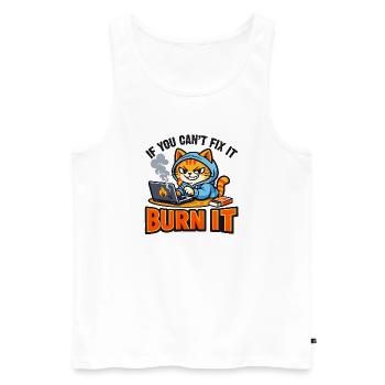 Computer Scientist Cat Burn It - Funny Saying - Men's Premium Organic Tank Top - white - Front - AI Model Male 178 light (178cm)