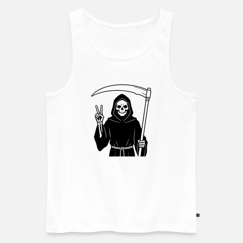 Sensenmann gibt ein Friedenssignal - Männer Premium Bio Tank Top - Weiß