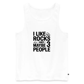 Ich mag Steine und vielleicht drei Leute - Männer Premium Bio Tank Top - Weiß - Vorne - Michal (187cm)