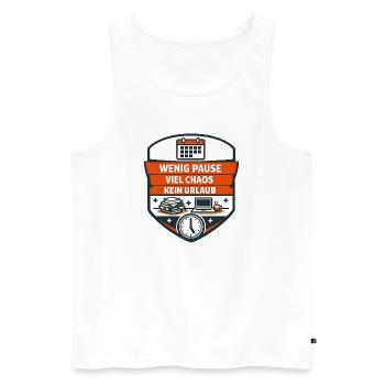 Wenig Pause Viel Chaos Shirt - Männer Premium Bio Tank Top - Weiß - Vorne - Michal (187cm)