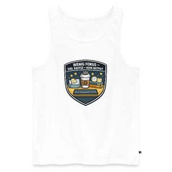 Wenig Fokus – Viel Kaffee, Kein Output - Männer Premium Bio Tank Top - Weiß - Vorne - AI Model Male 178 light (178cm)