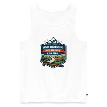 Wenig Ausrüstung Viel Strecke - Männer Premium Bio Tank Top - Weiß - Vorne - Michal (187cm)