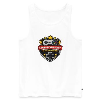 Gaming ist keine Hobby – Mission - Männer Premium Bio Tank Top - Weiß - Vorne - AI Model Male 178 light (178cm)