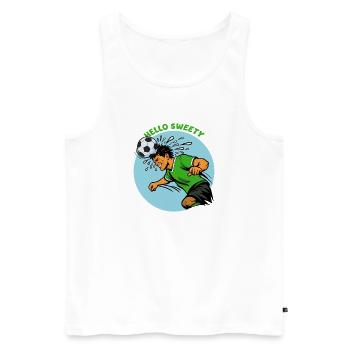 Header Cartoon Soccer Hero - Men's Premium Organic Tank Top - white - Front - AI Model Male 178 light (178cm)