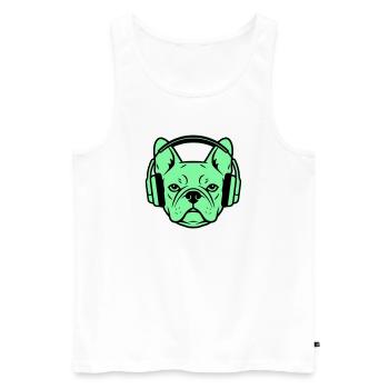 Frenchie Kopfhörer Gamer Hund - Männer Premium Bio Tank Top - Weiß - Vorne - AI Model Male 178 light (178cm)