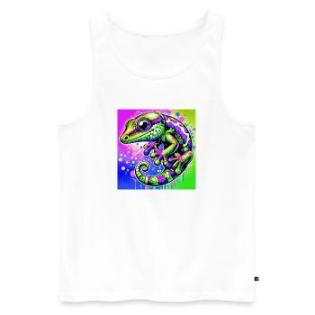 Gecko - Männer Premium Bio Tank Top - Weiß - Vorne - Michal (187cm)