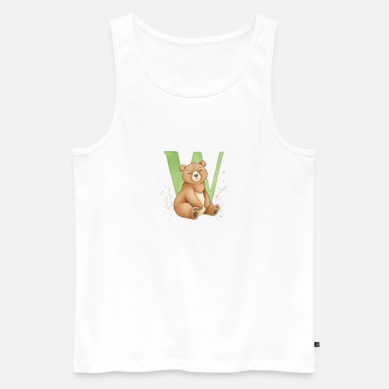 Bär mit Buchstabe W - Männer Premium Bio Tank Top - Weiß