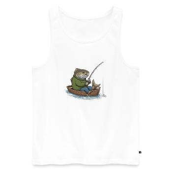 humor fishing Fish Fisherman - Men's Premium Organic Tank Top - white - Front - AI Model Male 178 light (178cm)
