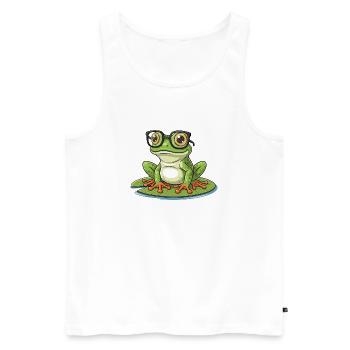 Smart Frog - Funny Design with Lunett - Men's Premium Organic Tank Top - white - Front - AI Model Male 178 light (178cm)