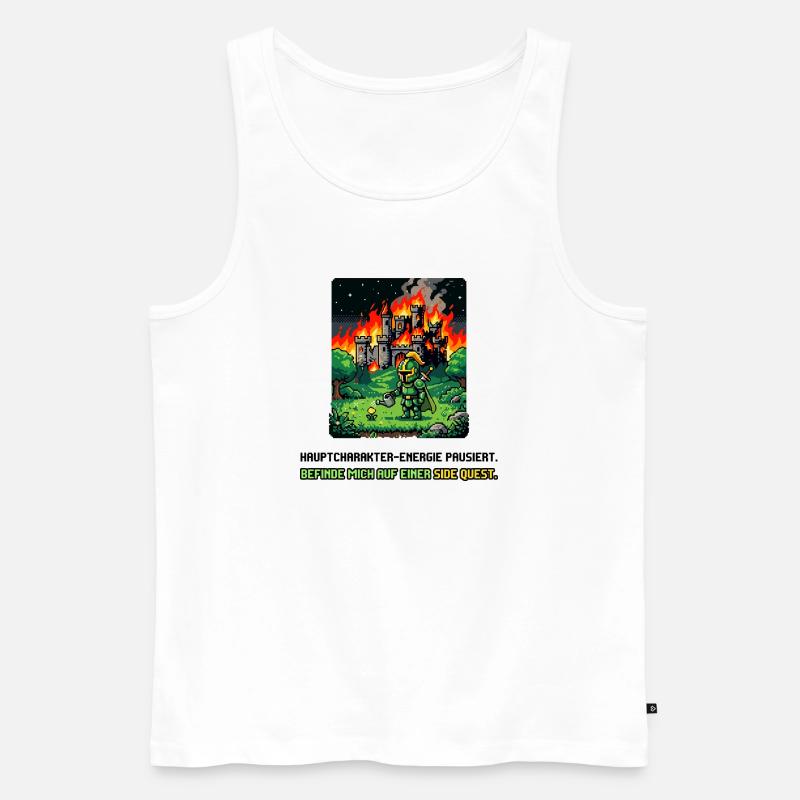 Side Quest Pause Gaming Spruch - Männer Premium Bio Tank Top - Weiß