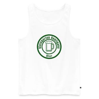 Kleingarten Hooligans – Freches Garten-Design mit  - Männer Premium Bio Tank Top - Weiß - Vorne - Michal (187cm)