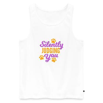 Silently Judging You Shirt Funny Sarcastic Quote - Men's Premium Organic Tank Top - white - Front - AI Model Male 178 light (178cm)