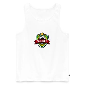 Fußball Shield mit Banner - Männer Premium Bio Tank Top - Weiß - Vorne - AI Model Male 178 light (178cm)