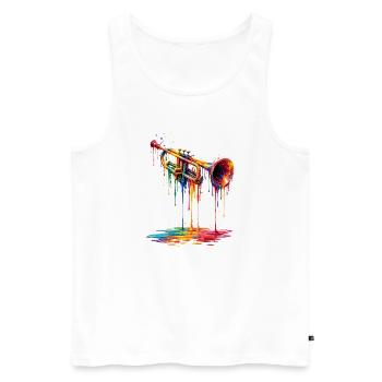 Trumpet with dripping paint - Men's Premium Organic Tank Top - white - Front - AI Model Male 178 light (178cm)