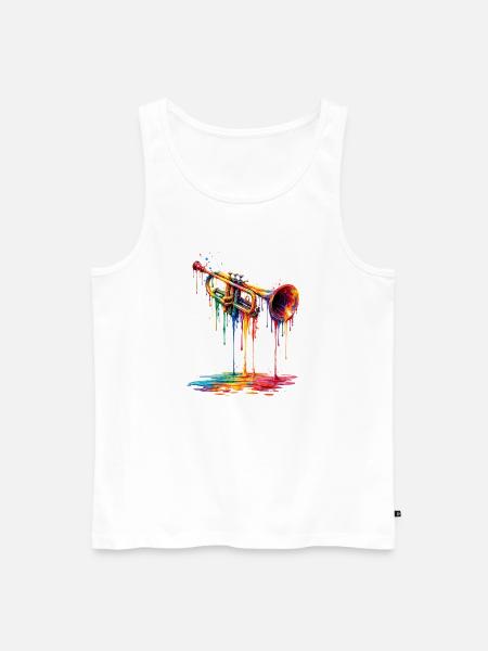 Trumpet with dripping paint - Men's Premium Organic Tank Top - white