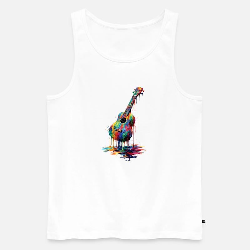 Ukulele mit tropfender Farbe - Männer Premium Bio Tank Top - Weiß