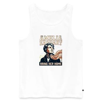 Amelia Earhart – Bring Her Home - Men's Premium Organic Tank Top - white - Front - AI Model Male 178 light (178cm)