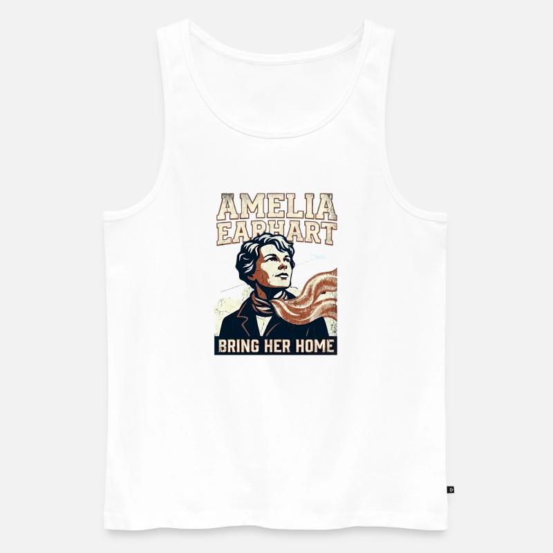 Amelia Earhart – Bring Her Home - Men's Premium Organic Tank Top - white
