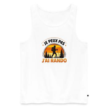 Je peux pas j’ai rando humour randonnée trek - Débardeur bio Premium Homme - blanc - Devant - AI Model Male 178 light (178cm)
