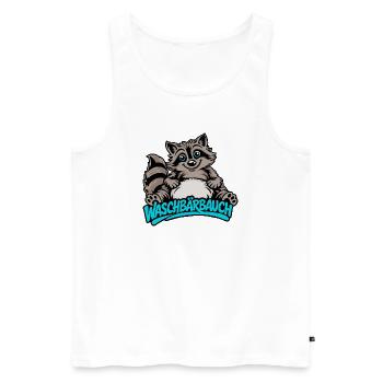 Süßer Waschbär Bauch Cartoon Tier Motiv - Männer Premium Bio Tank Top - Weiß - Vorne - Michal (187cm)