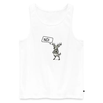 Nö! Hirsch – Sturkopf & stolzer Nein-Sager - Männer Premium Bio Tank Top - Weiß - Vorne - AI Model Male 178 light (178cm)