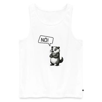 Dachs sagt NÖ! – Sturheit im Retro-Stil - Männer Premium Bio Tank Top - Weiß - Vorne - AI Model Male 178 light (178cm)