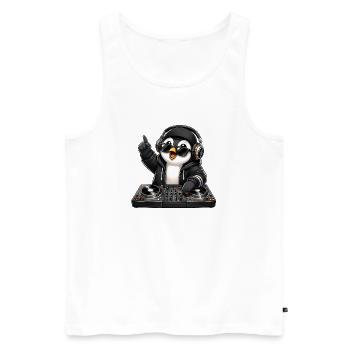 Cooler Pinguin DJ Musik Techno Club Party - Männer Premium Bio Tank Top - Weiß - Vorne - Michal (187cm)