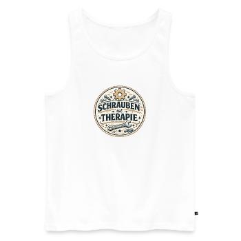 Schrauben ist Therapie - Männer Premium Bio Tank Top - Weiß - Vorne - Michal (187cm)